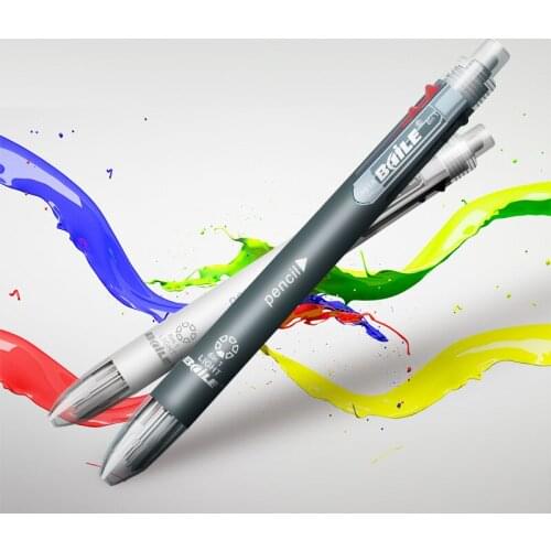 6 in 1 Multicolor Ballpoint Pen Include 5 Colors Ball Pen 1 Automatic Pencil Top Eraser for Marking Writing Office School Supply