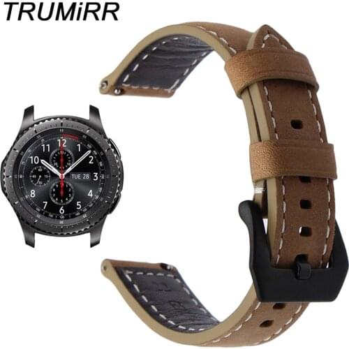 22mm Italy Genuine Leather Watchband Quick Release Strap for Samsung Gear S3 Galaxy Watch 46mm Steel Buckle Band Wrist Bracelet