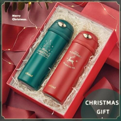 Christmas thermos 316 Stainless Steel Thermos Mug With Straw Vacuum Flasks Travel Thermal Water Bottler Infant Thermocup Gift