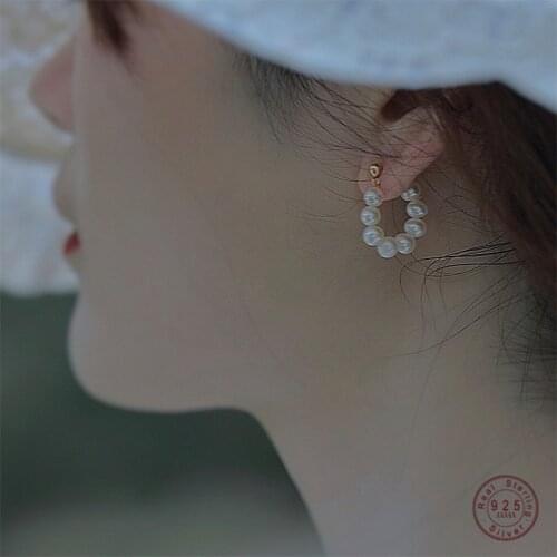 925 Sterling Silver Natural Freshwater Pearl Earrings Women Fashion Temperament Autumn Winter Tassel Jewelry Girlfriend Gift