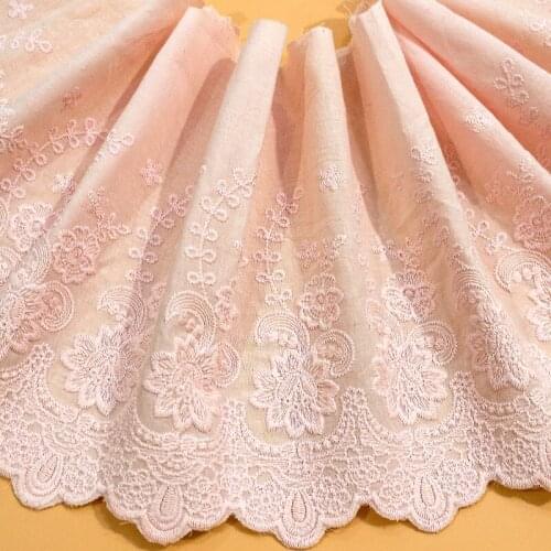 Width 22cm Off White100% Cotton Embroidered Lace Fabrics, Womens Clothing Diy Lace Trim Free Shipping VQX171406