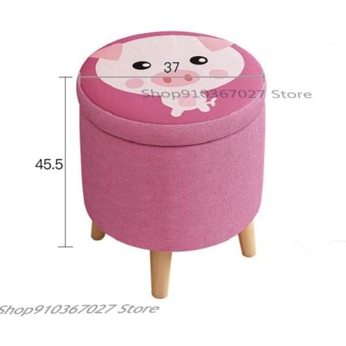 Nordic Solid Wood Small Stool Household Cute Small Stool Fabric Fashion Creative Small Round Stool Small Chair Shoe Stool