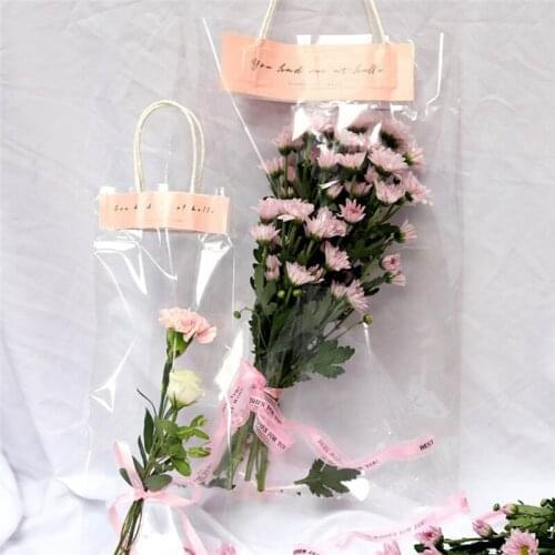 10pcs Rose Flower Tote Bag Wedding Party Decoration Transparent Flower Gift Bags Can Hang Hard Girlfriend Flower Gift Boxes