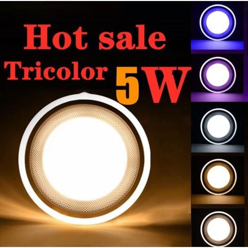 2Pcs LED Downlight 5W Round LED Ceiling Lamp Panel Lights Ceiling Recessed Lamps Three-color Dimming Colorful Downlight 2 Style