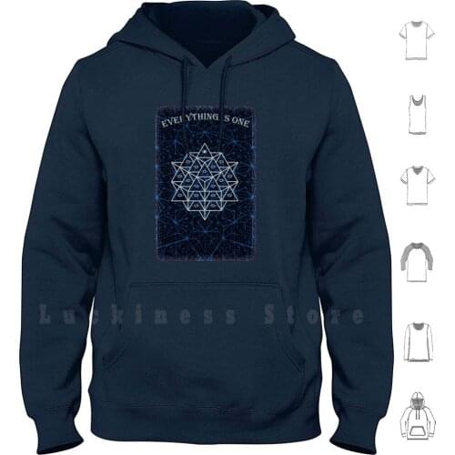 Everything Is One Hoodie Long Sleeve Sacred Geometry Mandala Flower Of Life Third Eye Metatron Yoga Esoteric Mystic