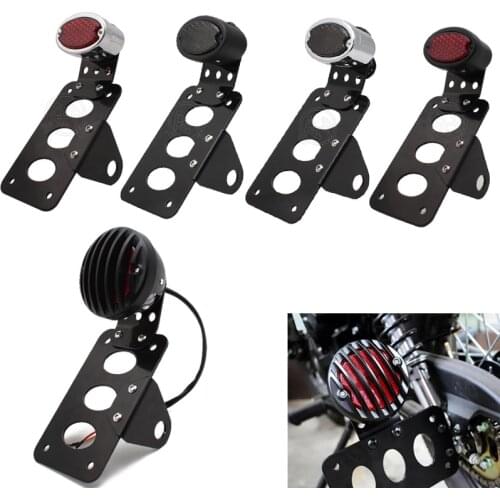 Universal 3/4'' Motorcycle LED Tail Brake Light License Plate Bracket Fit for Harley Bobber Honda VLX STEED 400 600 Yamaha XVS