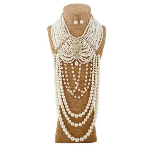 Foreign trade new product fashion exaggeration high grade set multi-layer pearl necklace Factory Wholesale price Women