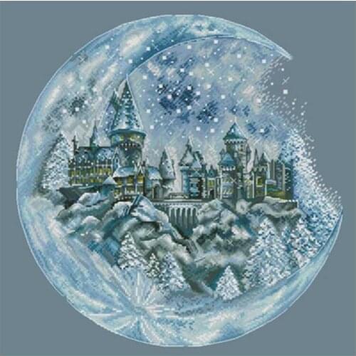 Castle on the moon patterns Counted Cross Stitch 11CT 14CT DIY wholesale Chinese Cross Stitch Kits Embroidery Needlework Sets