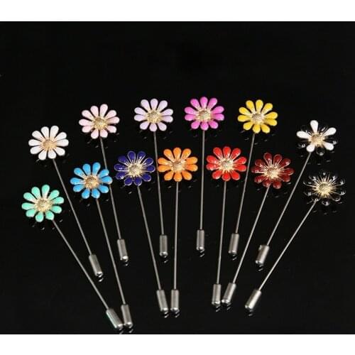 Fashion New Daisy Brooch Sun Flower Long Needle Pin and Brooches for Women Shawl Sweater Lapel Pin Collar Jewelry Accessories