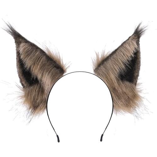 Girl Women Anime Lolita Hand Made Fox Ear Wolves Dog Beast Ears Hair Hoop Headwear Hairbands Cosplay Costume Headband