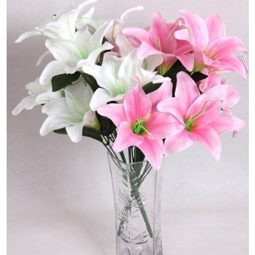 1pcs Artificial Lily Flowers European Multicolor Bridal Bouquet Wedding Party Garden Balcony Home Decoration Fake Flowers DIY