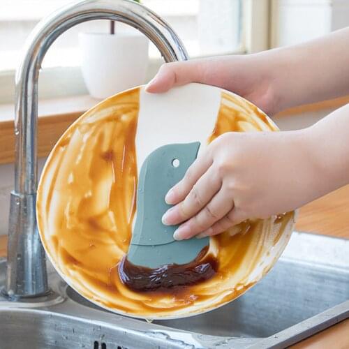 1Pc Cartoon Penguin Shaped Cleaning Scraper Soft Blade Oil Dish Plate Scraping Tool Durable Kitchen Baking Tools Wiping Board