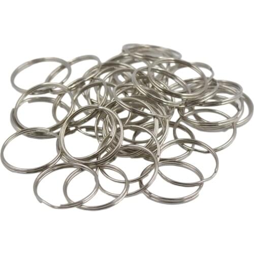 100 Keyring Blanks Silver color Tone Key Chains Findings Split Rings 25mm Diameter