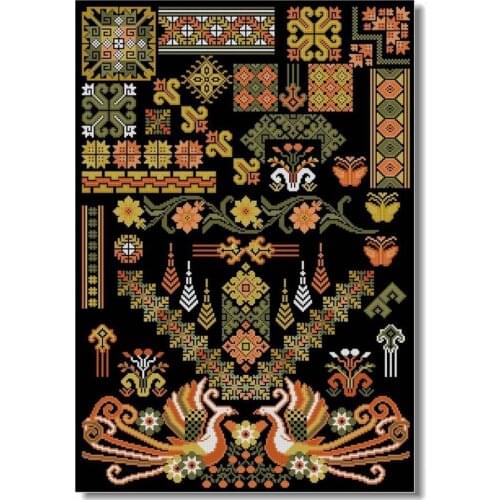 1024-Phoenix Totem Pattern 47-64 Counted Cross Stitch 11CT 14CT 18CT DIY Cross Stitch Kits Embroidery Needlework Sets