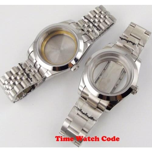 40mm Watch Case Parts Fit For Miyota 8215 ETA 2836 NH35 Automatic Movement Sapphire Glass Polished Bezel With Steel Bracelet