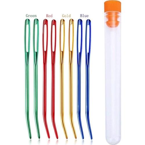 8Pcs Bent Tip Tapestry Needles for Crochet Large Eye Blunt Needles Yarn Sewing Needles Set for Knitting Crochet
