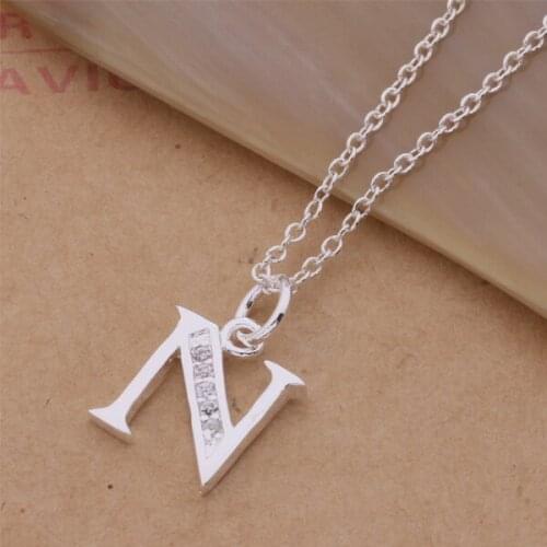 AN220 Hot sterling Necklace fashion jewelry pendant letter N /gkkapbra aoyajgfa silver color