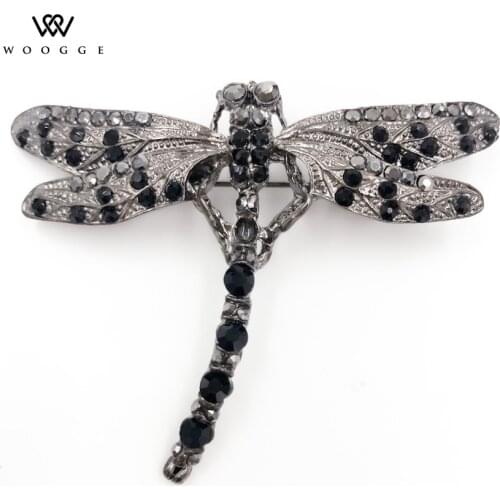 2018 Fashion Jewelry Enamel Pin Crystal Rhinestone Dragonfly Brooch Broche Strass Libelula Vintage Insect Brooches For Women