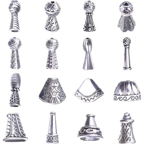 JUYA Multiple Alloy Beads Caps Antique Silver Colors Tone Jewelry Making Accessories DIY Handmade Necklace & Bracelet Findings