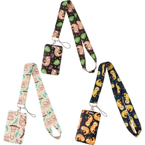 CB779 Funny Sloth Cartoon Cute Animal Keychain Lanyard For Keys Phone ID Name Tag DIY Hanging Rope Key Ring Gifts