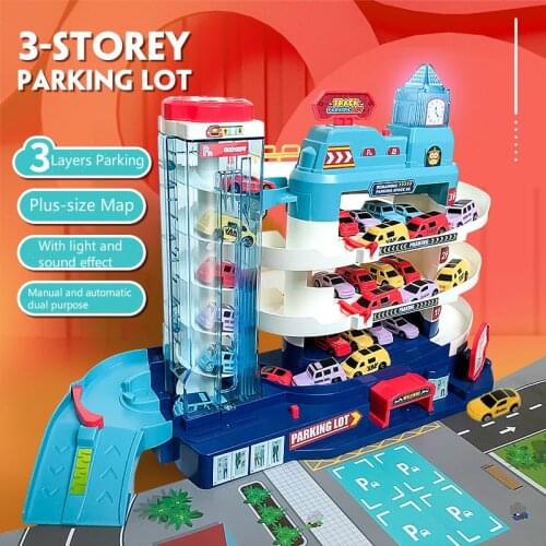 Childrens Car Park Building Multi-storey Electric Elevator Rail Car Through The Big Adventure Puzzle Toy Kids Toys Educational