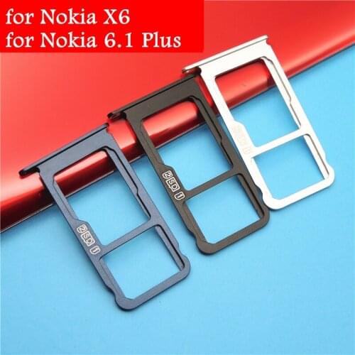 For Nokia X6/ for Nokia 6.1 Plus Card Tray Holder SIM Micro SD Card Slot Adapter Holder Repair Spare Parts