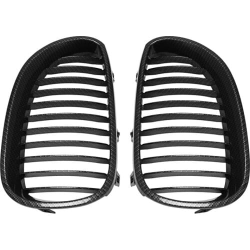Carbon Fiber Look Double Line Racing Grill For-BMW E60 E61 M5 5 Series 2003-2009 Grills 2-Slat Car Styling Accessories