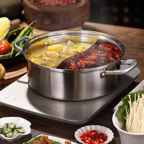 Double Use Two Flavors Induction Cooker Hot Pot 304 Stainless Steel Gathering Large Capacity Household Commercial Hot Pot