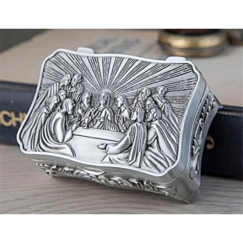 Catholic Christian Jesus The Last Supper statues Rosary Holy Relic Jewelry Storage Box prima comunione decorazioni home decor