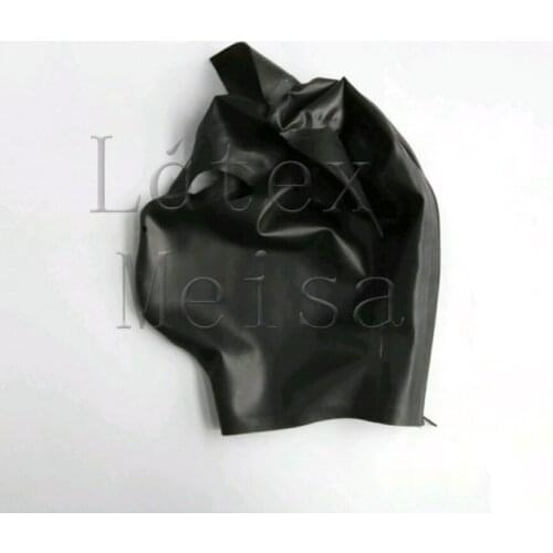 Animal cat design Zentai latex hoods attached ears and open nostrils and eyes with back zip for adults