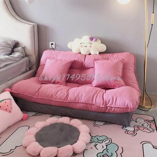 Lazy Sofa Dual-purpose Bed Folding Deck Chair Tatami Single Double Net Red Girl Bedroom Cute Small Apartment