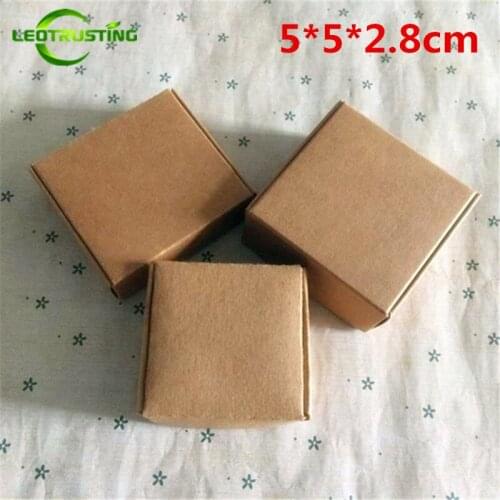 Leotrusting 50pcs 5*5*2.8cm Brown Kraft Paper Box Natural Kraft Paper Gift Packaging Box Handmade Wedding Paper Cardboard Box