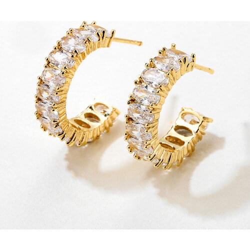 Uilz Trendy Triangle White Gold Zirconia Hoop Earrings Micro Inlay Crystal Zircon Earring Women Jewelry Aretes UE600