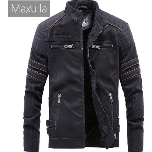 Maxulla Autumn Winter Mens Leather Jackets Motorcycle PU Jacket Male Slim Fit Windbreaker Biker Leather Coats Brand Clothing