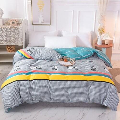 2021 New Product 1pc 100% cotton Pastoral stripe cartoon Style Flowers Colorful Printed Duvet Cove