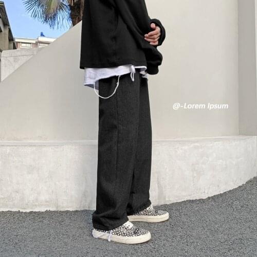 2021 Spring Summer New Mens Solid Color Jean Pants Fashion Black/Blue Men Straight Casual Denim Trousers Male Skateboard pants