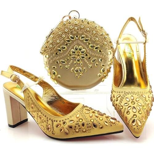 New African Shoe and Bag Set for Party In Women Nigerian Shoes and Bag Set Italian Design Pointed Toe Woman Sandals 2021 Summer