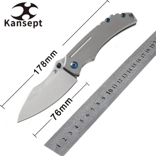 Kansept Knives Folding Knife Pelican Edc K1018A3 3.0'' S35VN Blade Titanium Handle Pocket Knives Multitool for Hunting