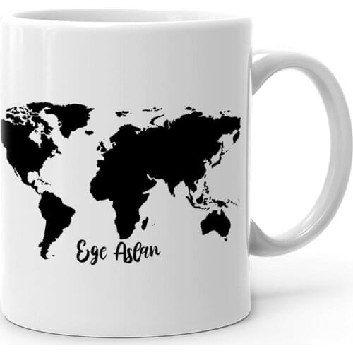 Personalized World Map Design White Mug Cup-1