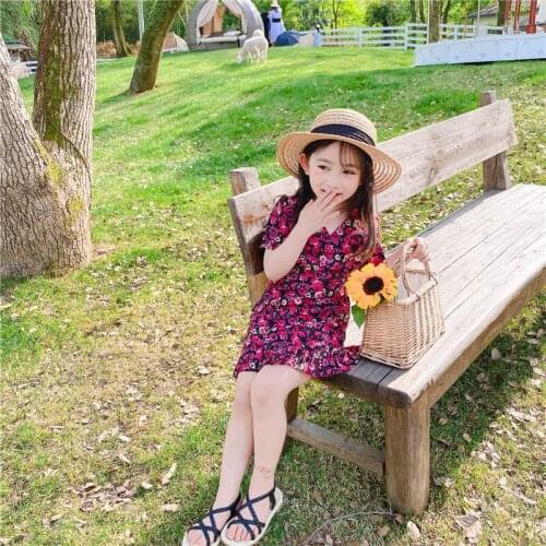 Girl dress Summer Korean version of the new girls floral princess dress pleated mermaid dresses toddler girl dresses