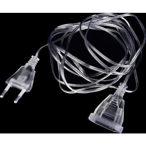 3M Extender Transparent Wire EU plug/US plug for LED String Christmas Lights Garden Home Garland Party Decotation