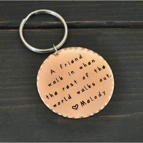 Hand stamped personalized keychain - best friend keychain Friendship Key chain