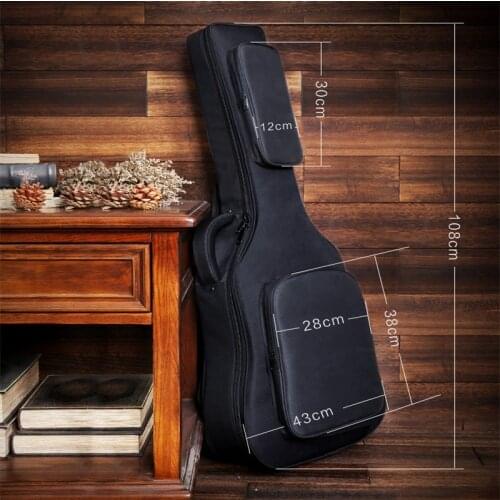 40/41 Inch Waterproof Thickened Fabric Acoustic Guitar Bag Backpack Cotton Double Shoulder Straps Padded Soft Case Music Lovers