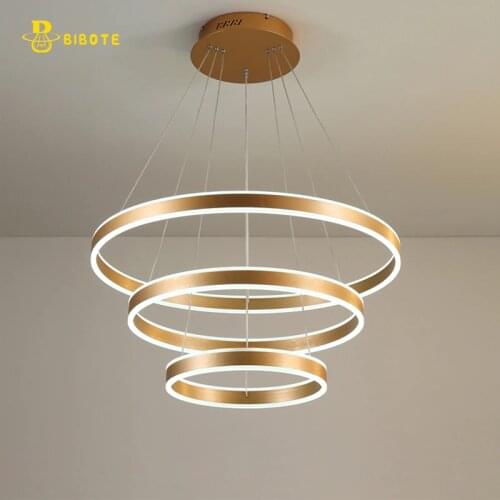 Modern led chandelier acrylic lighting ring avize lustres with remote control ceiling lamparas de techo colgante moderna nordic