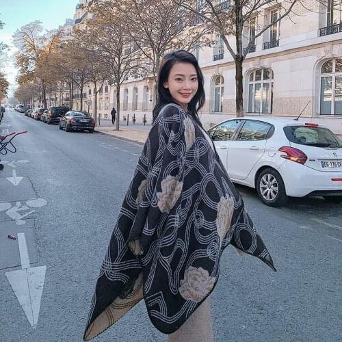 Sweater Coat New Autumn Winter Women Outwear Oversized Artificial Cashmere Poncho Capes Shawl Cardigans Blanket Brand Bandana