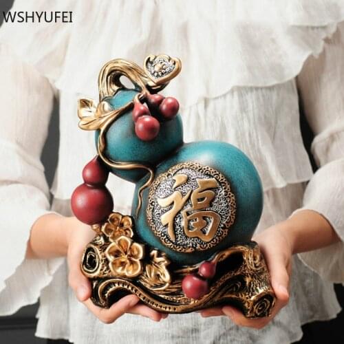 Creativity Resin Gourd Model Piggy Bank Ornaments Office Desktop Feng Shui Decor Housewarming Gifts Home Decoration Accessories
