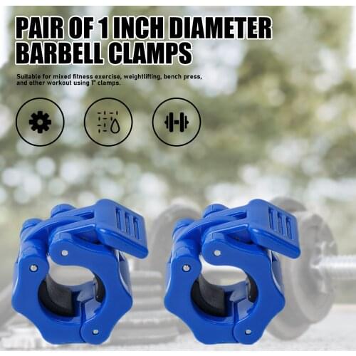 1 Pair Barbell Clamps Quick Release Lock 1 Inch Diameter Standard Bar Weight Plates Collar Clips Weightlifting Fitness Training