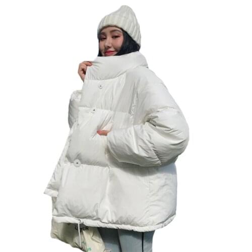 Winter Parker Jacket Women Stand Collar Solid White Loose Female Down cotton Coat Loose Oversized Womens Short Bread Service