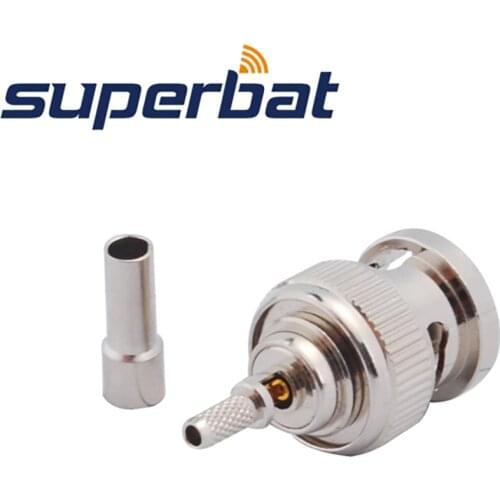 Superbat 10pcs RP-BNC Crimp Plug(Female Pin) Connector for RG316 RG179 RG178 1.13mm 1.37mm Cable