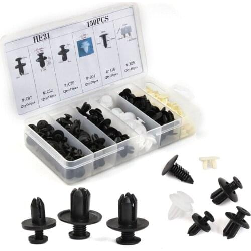150 PCS Plastic Car Bumbper Clip Fastener Rivet Retainer Panel Push Interior Car Clip 4 Type